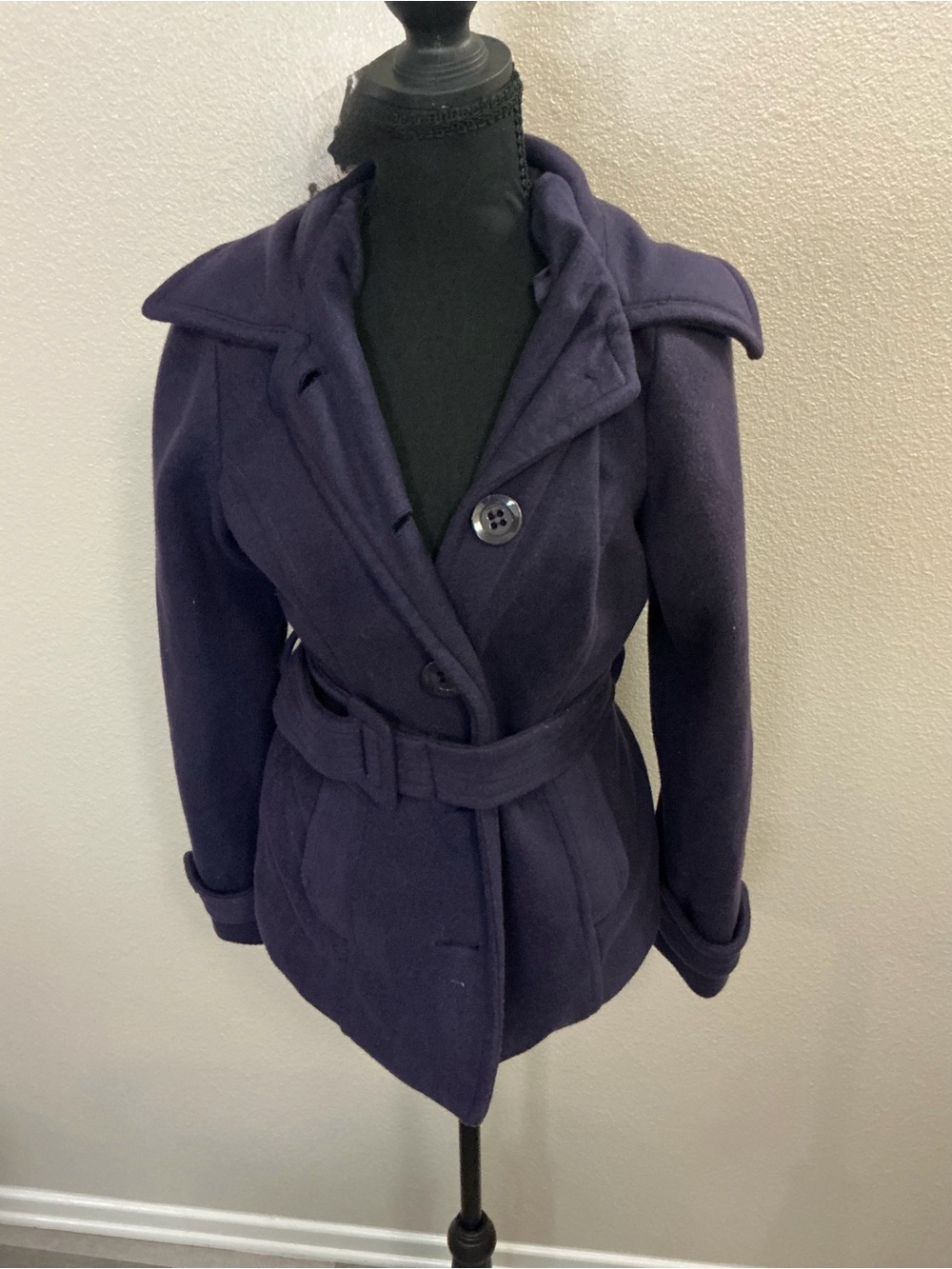 bloom purple Belted Wool Peacoat